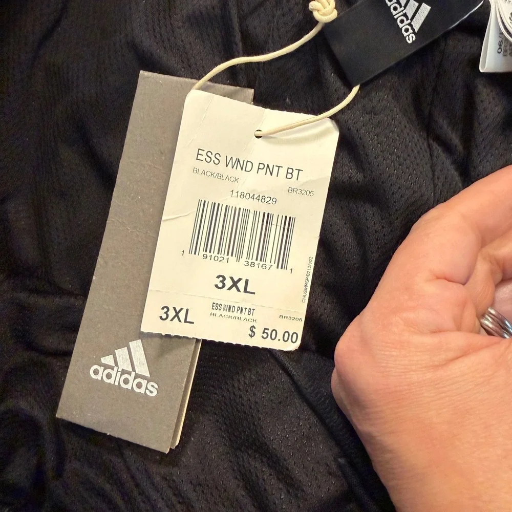 Adidas Essentials Wind Pants‎ Mens 3XL Black Grey Textured Track Pants BR3205